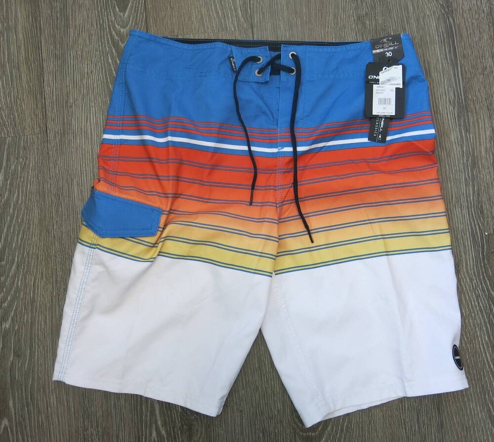 ONEILL *NWT* Lennox Board/Swim Shorts Size 30 Blue White Summer Casual Vacation